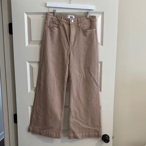 PAIGE Tan Flare Wide Leg Jeans